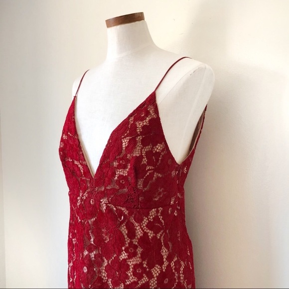 NWT, Red Dress Laced Free People deep Vneck mini - Picture 6 of 12